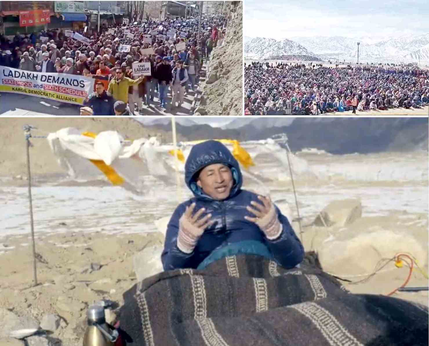 লাদাখবাসীর সংহতিতে প্রতীকী অনশন ও মানববন্ধন